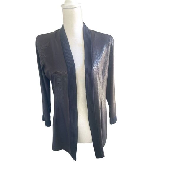 NWT Misook Dark Brown Open Front Snake Print Cardigan S - Picture 1 of 14